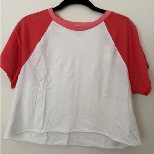 Aerie Red and White Raglan Tee